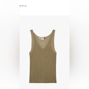 Zara srpls surplus Olive green Knit Sleeveless tank Top layering Racerback vneck